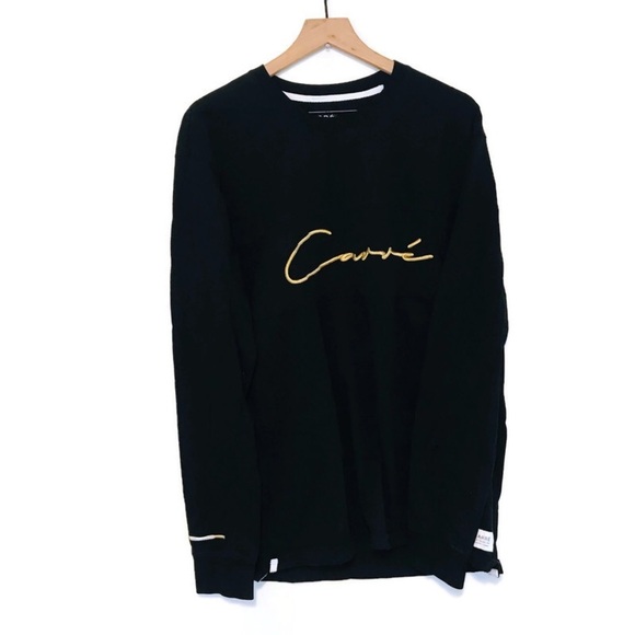 Carre Essential Crewneck Black Sweatshirt Gold Logo Oversized Women’s size xl - Picture 4 of 10